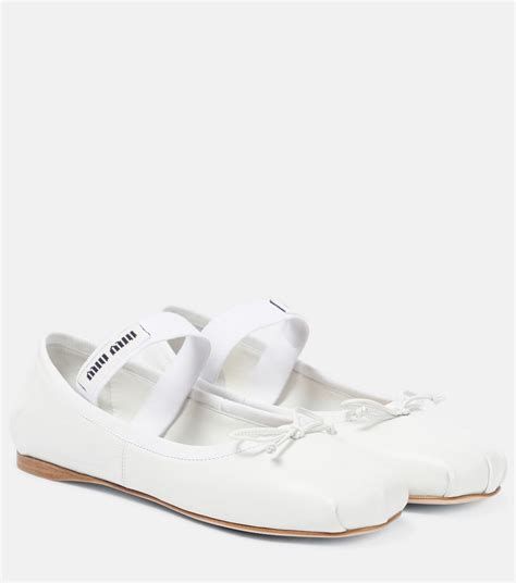 miu miu white ballet flats|More.